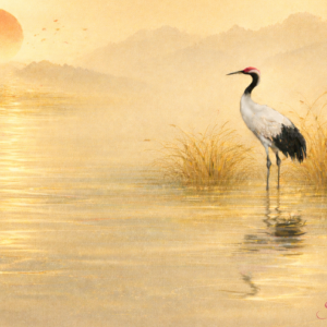 Crane at Golden Sunset